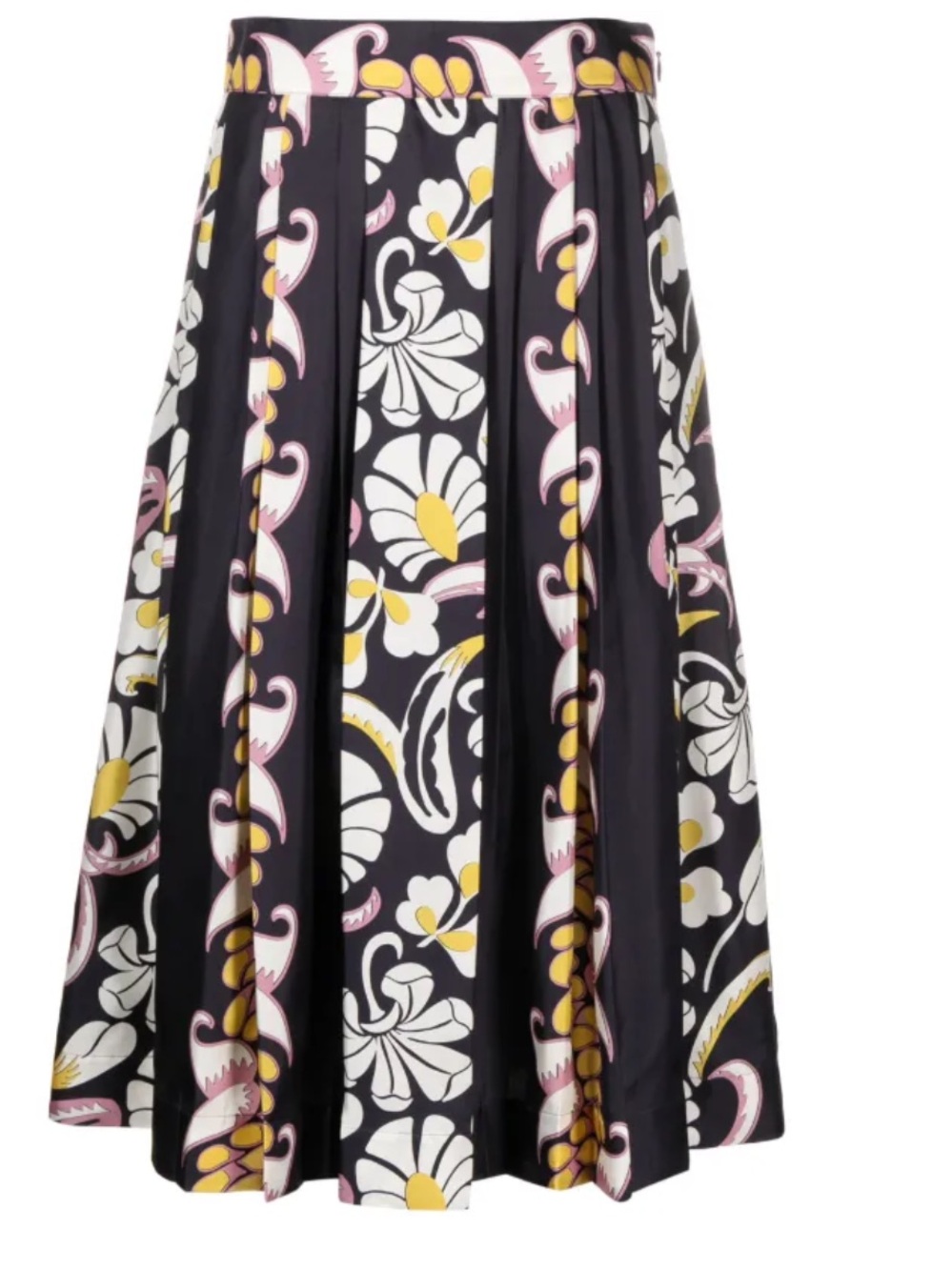 NWT Tory Burch Printed Pleated Silk Skirt Pink Tropical Border Size 2 or 4